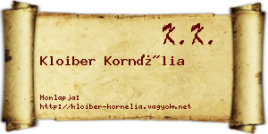 Kloiber Kornélia névjegykártya
